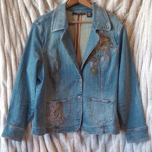 Venezia Denim Jacket 18/20 Vintage 90s Embroidered Jacket
